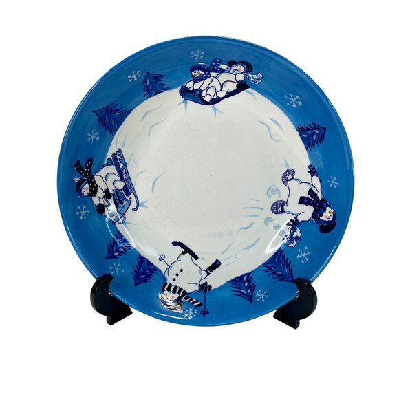 NorthCrest Home 12" Snowman Winter Serving Bowl Snowflakes Christmas Trees Sledd - Picture 1 of 5
